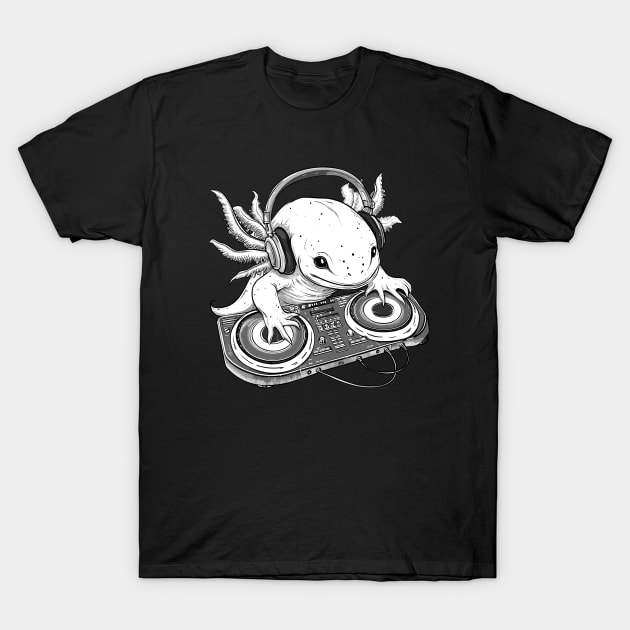 Tiny DJ Axolotl - Awesome Salamander Amphibian T-Shirt by TeeTopiaNovelty